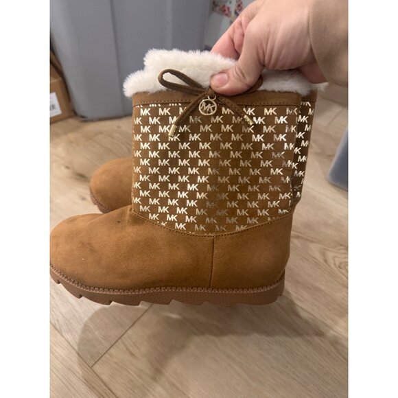 Michael Kors Womens Shearling-Lined Faux Suede Boots Size 4 With MK Monogram - Picture 2 of 5